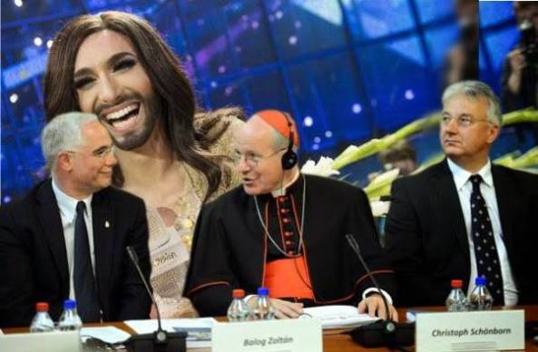 El cardenal de Viena y presidente de la conferencia episcopal de Austria, Christoph Schönborn, ha felicitado a la “drag queen” barbuda Conchita Wurst por su reciente triunfo en el festival de Eurovisión.